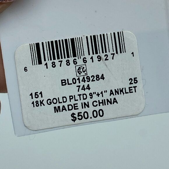 NWT 18k Gold over Brass Double Chained Ball/Opal Ankle Bracelet Cubic Zirconia - Picture 10 of 13